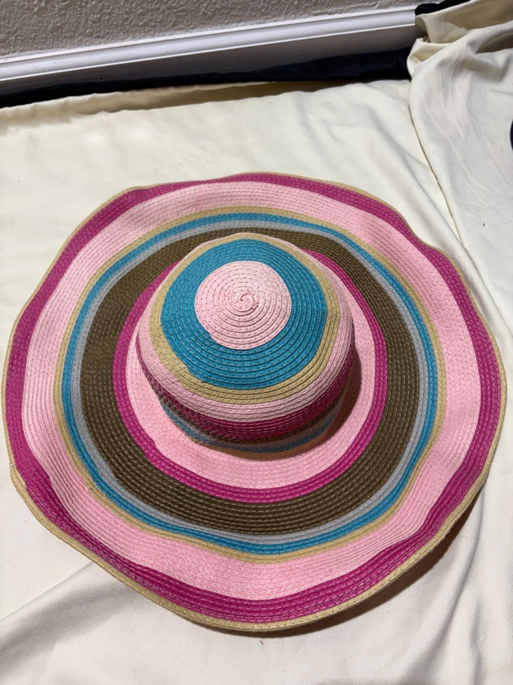 Nordstrom Multicolor Striped Wide-Brim Straw Sun Hat in Pink, Blue, Brown